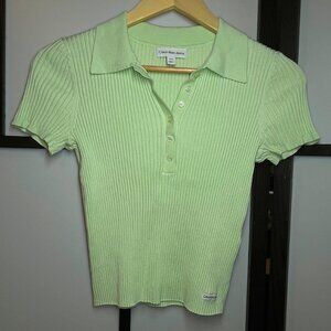Calvin Klein Jeans Ribbed Crop Polo Sweater